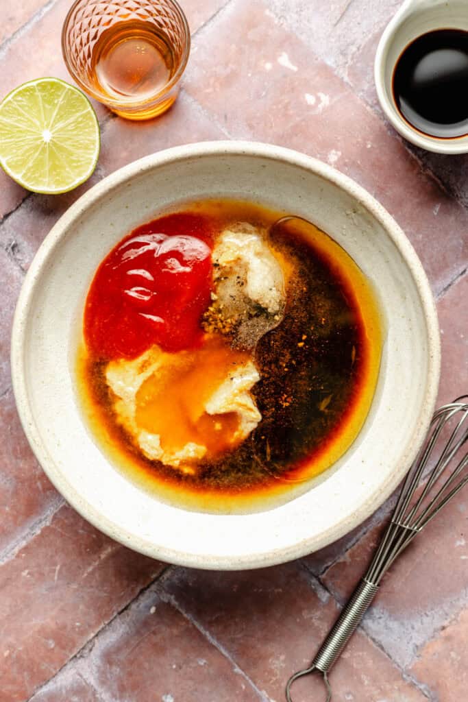 miso glaze ingredients in small bowl