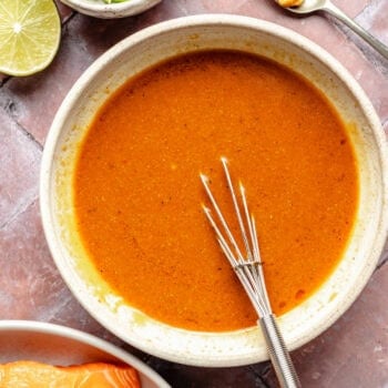 miso glaze in bowl with whisk