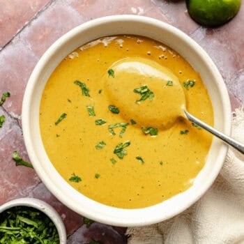 cashew dressing in bowl with spoon