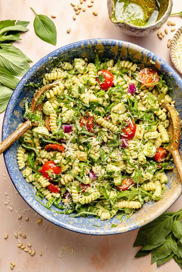 pasta salad in large serving bowl