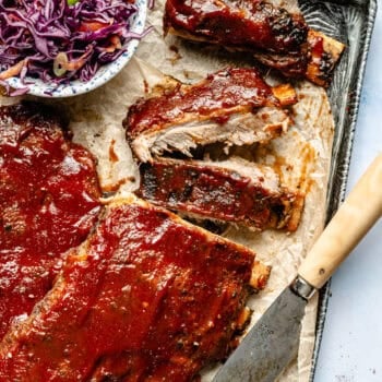 sliced ribs with knife