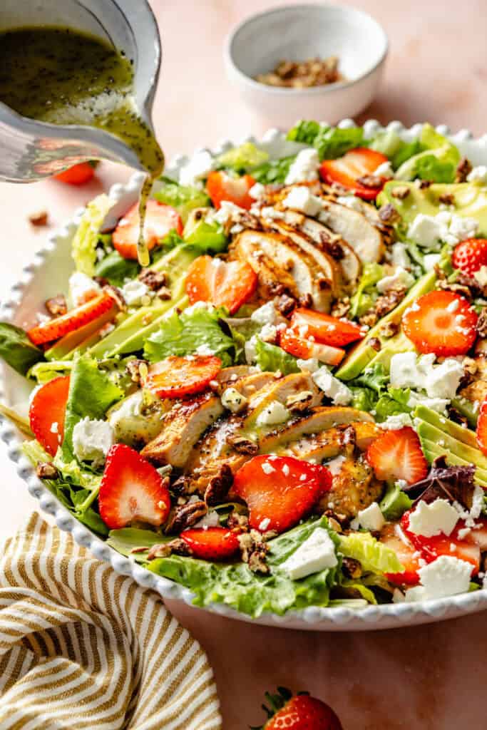 salad in bowl with dressing