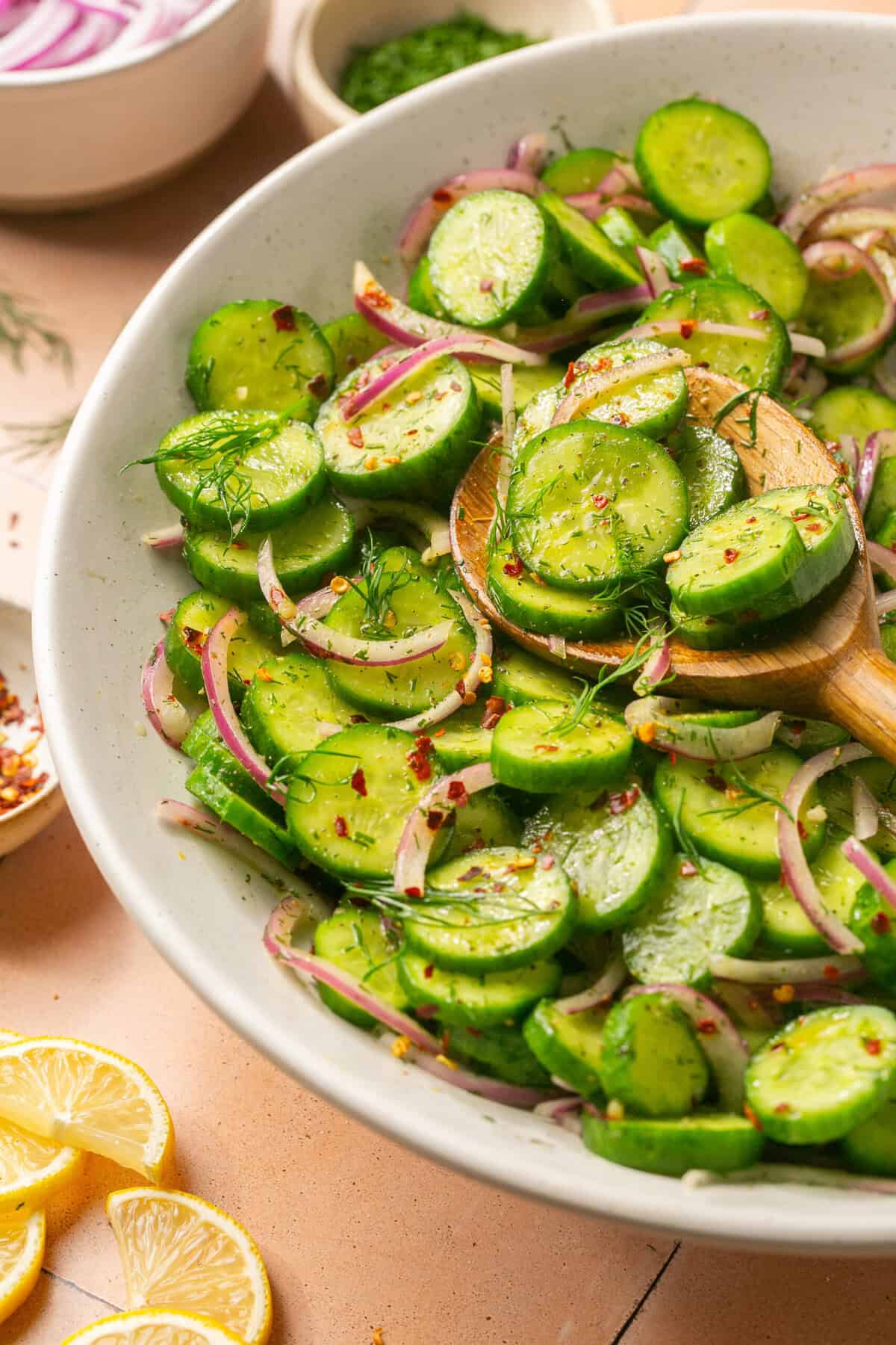 Quick & Easy Cucumber Onion Salad - All the Healthy Things