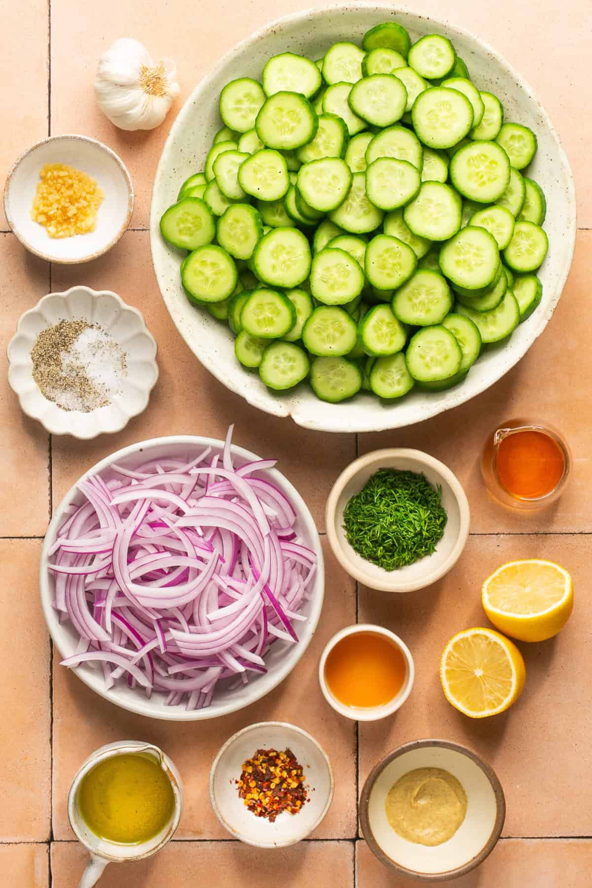 Quick & Easy Cucumber Onion Salad - All the Healthy Things