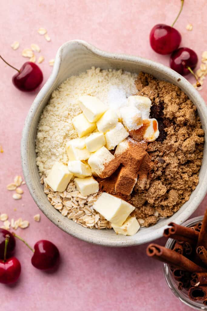 crisp topping ingredients in bowl