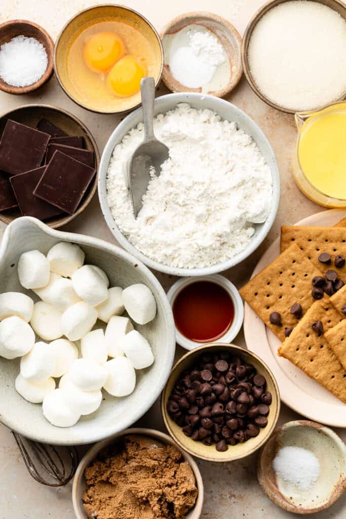 cookie ingredients in small bowls