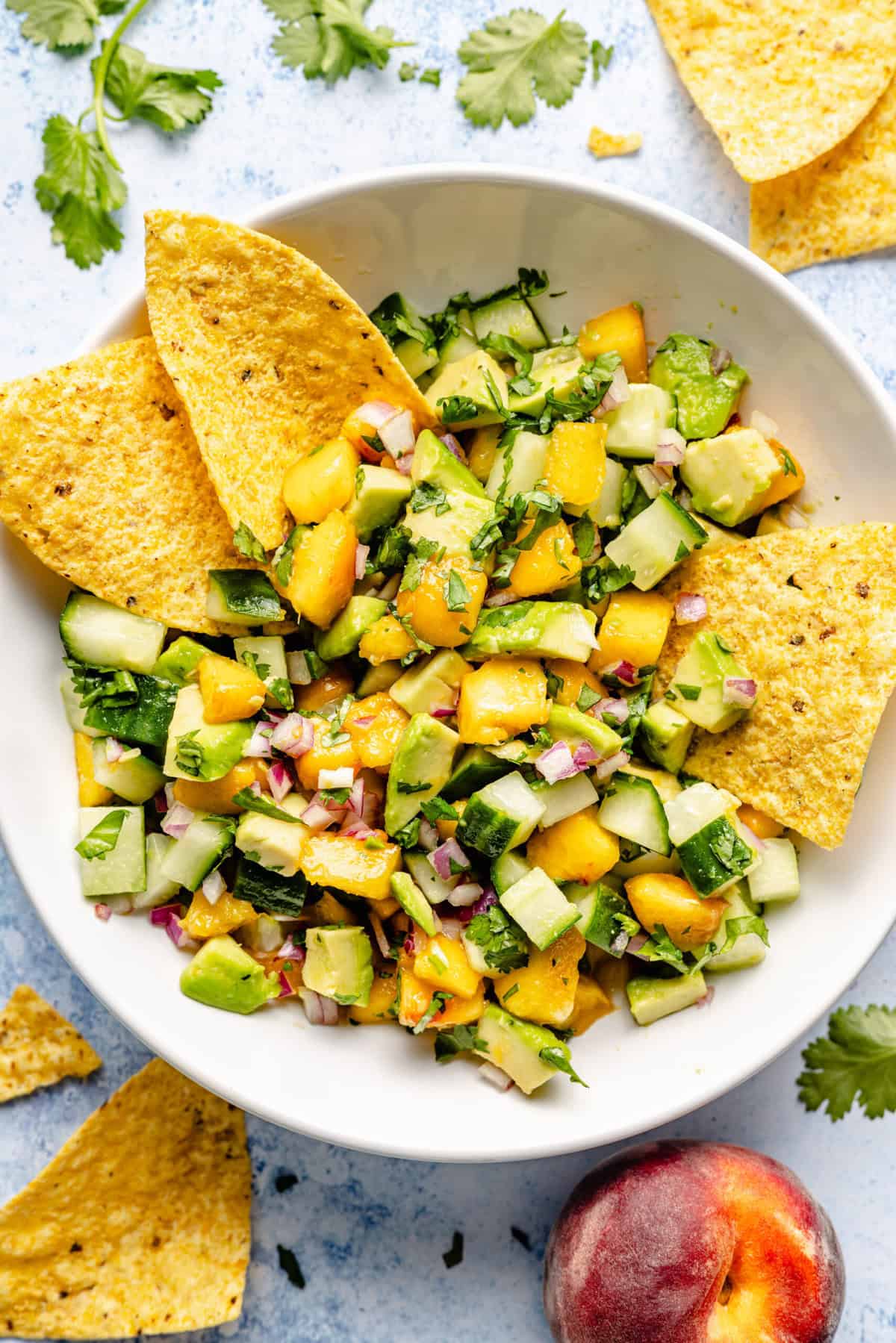 salsa in bowl with chips