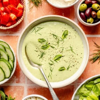 Greek yogurt dressing in small bowl