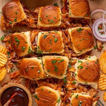 sliders with bbq sauce and chips