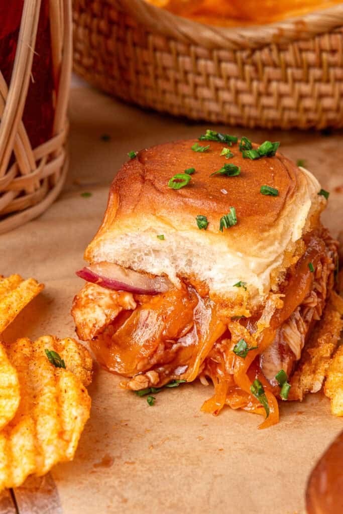 slider with chips on parchment paper