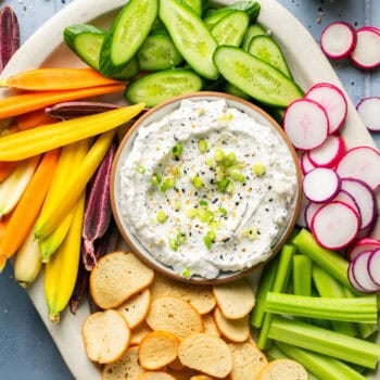 bagel dip with veggies