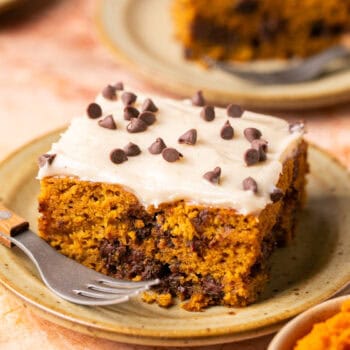 slice of cake on plate with fork