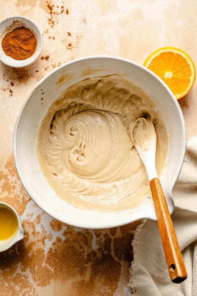 brown butter cream cheese frosting in mixing bowl