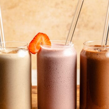protein shakes on serving board