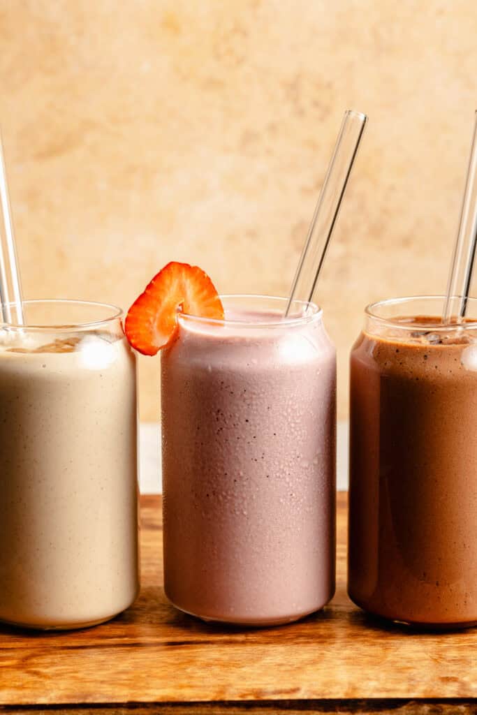 protein shakes on serving board