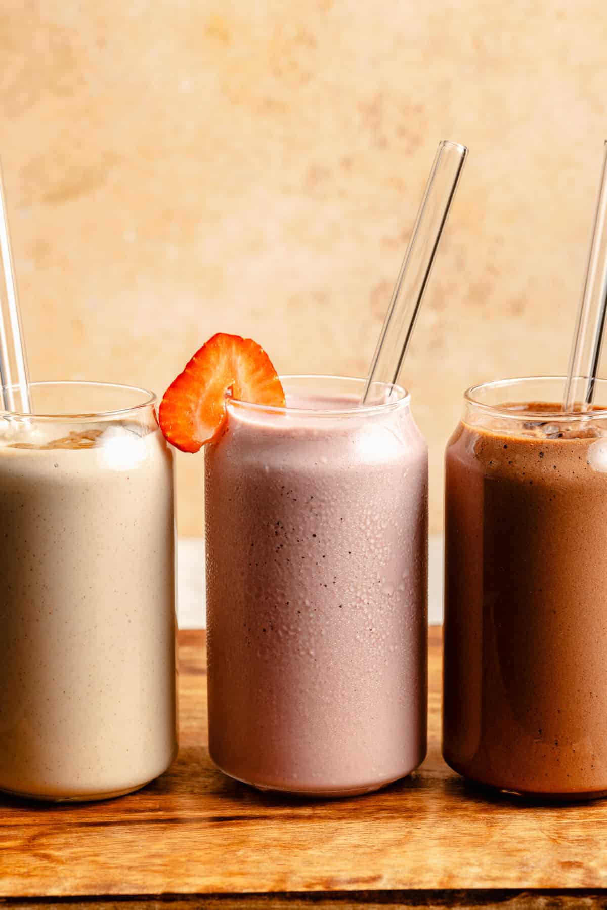 protein shakes on serving board