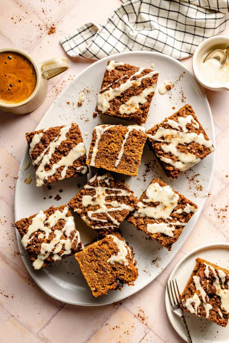 slices of coffee cake on serving platter