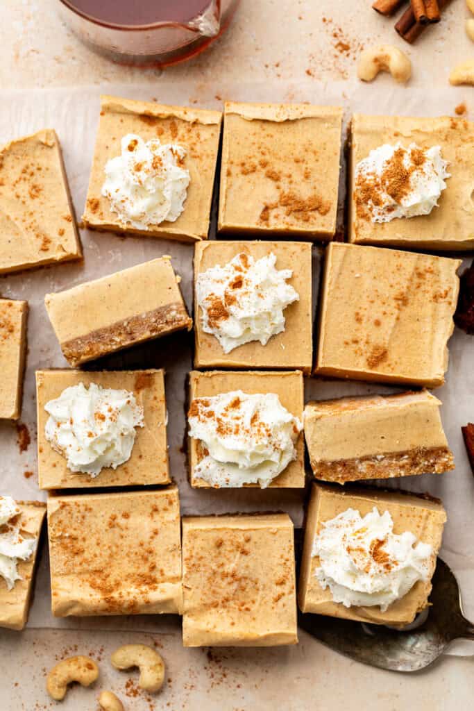 cheesecake bars sliced in squares