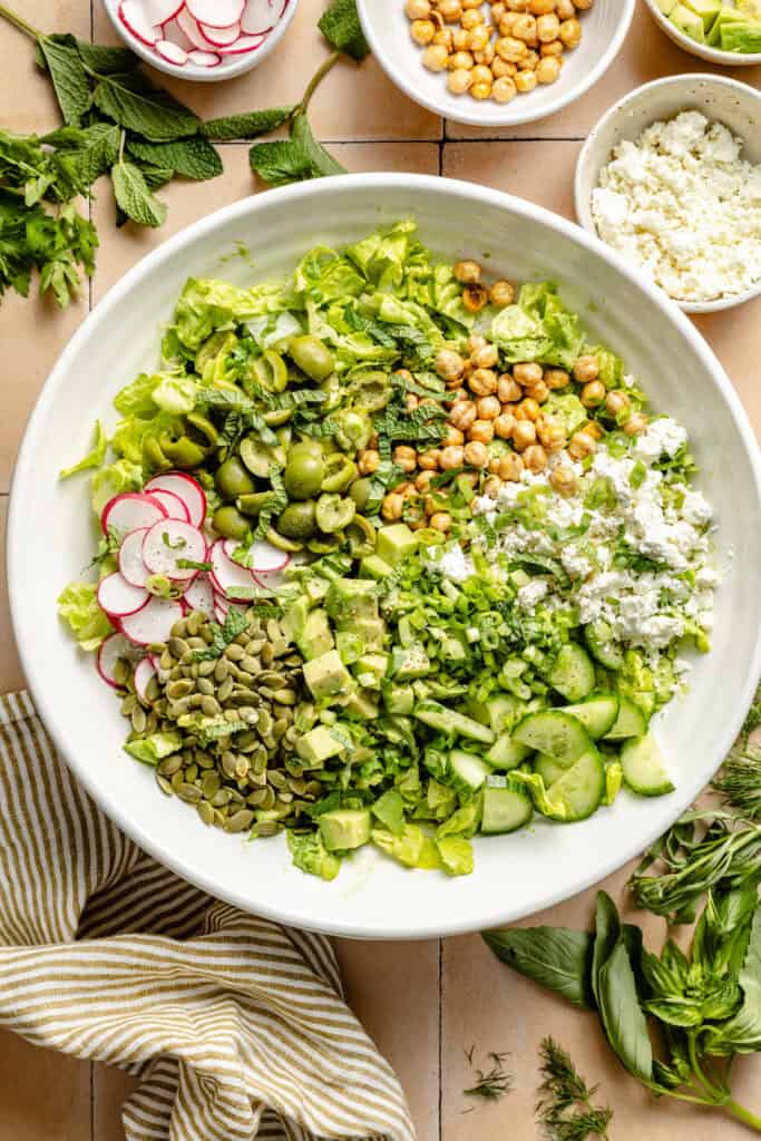 salad in large mixing bowl