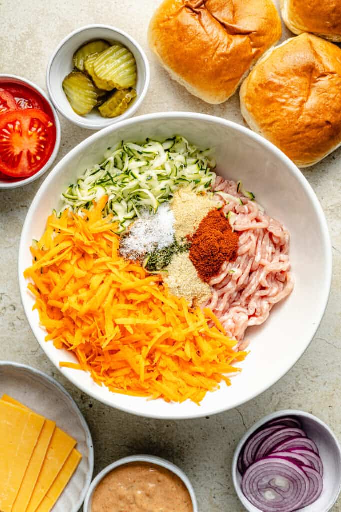 burger patty mixture with veggies