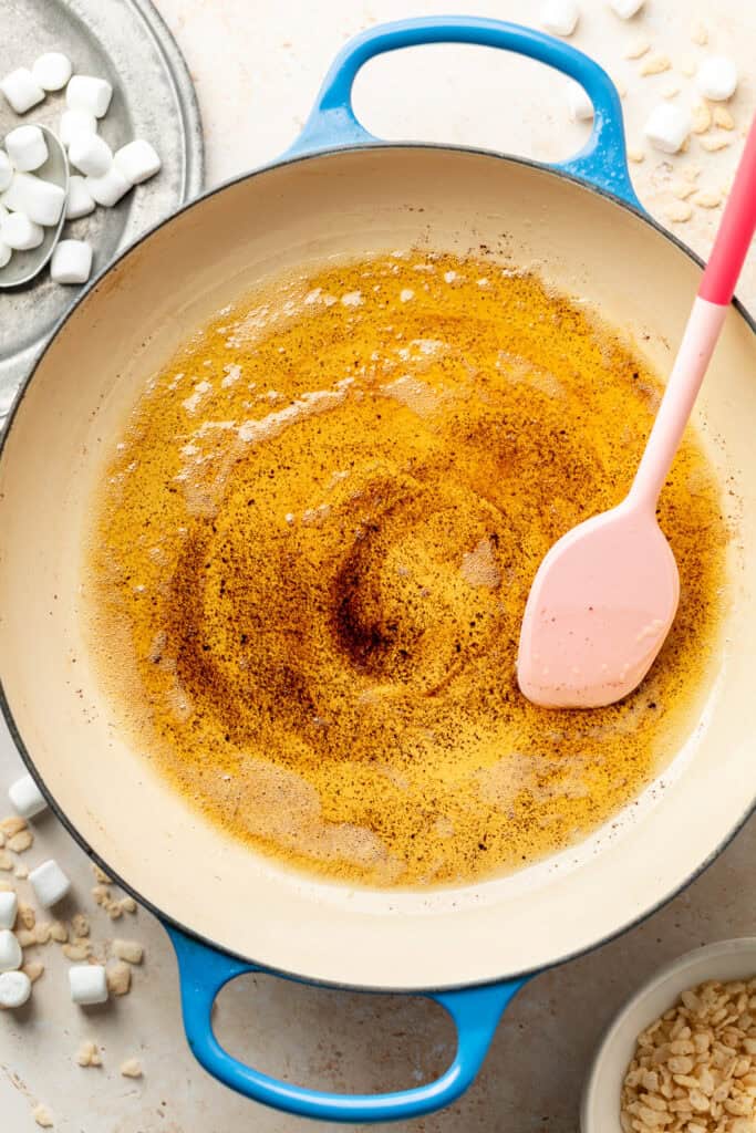 brown butter in large pot