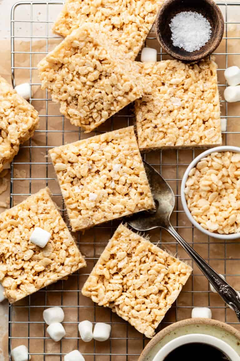 rice crispy treats cut into squares