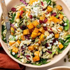 Fall Orzo Salad with Hot Honey Vinaigrette