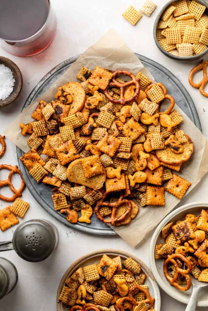 snack mix on plate