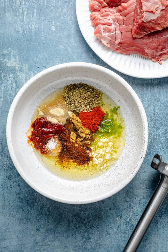 steak marinade ingredients in bowl