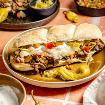 italian beef sandwich on plate