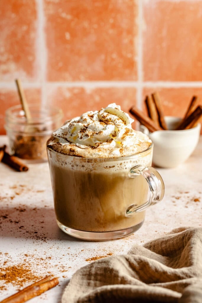 pumpkin spice latte in glass