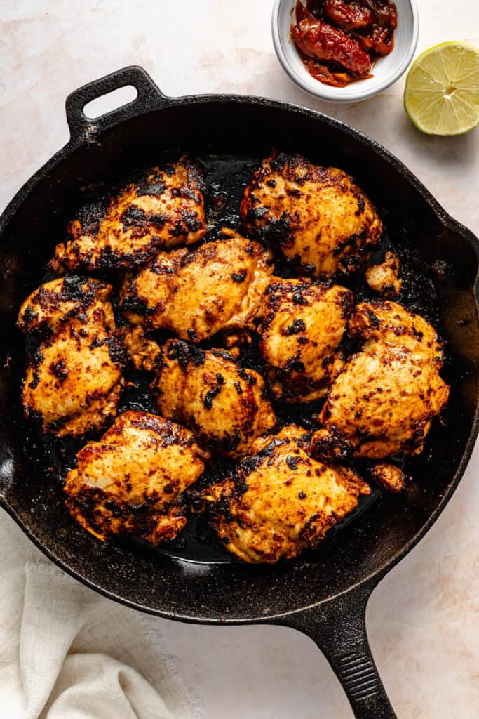 chipotle chicken cooking in skillet