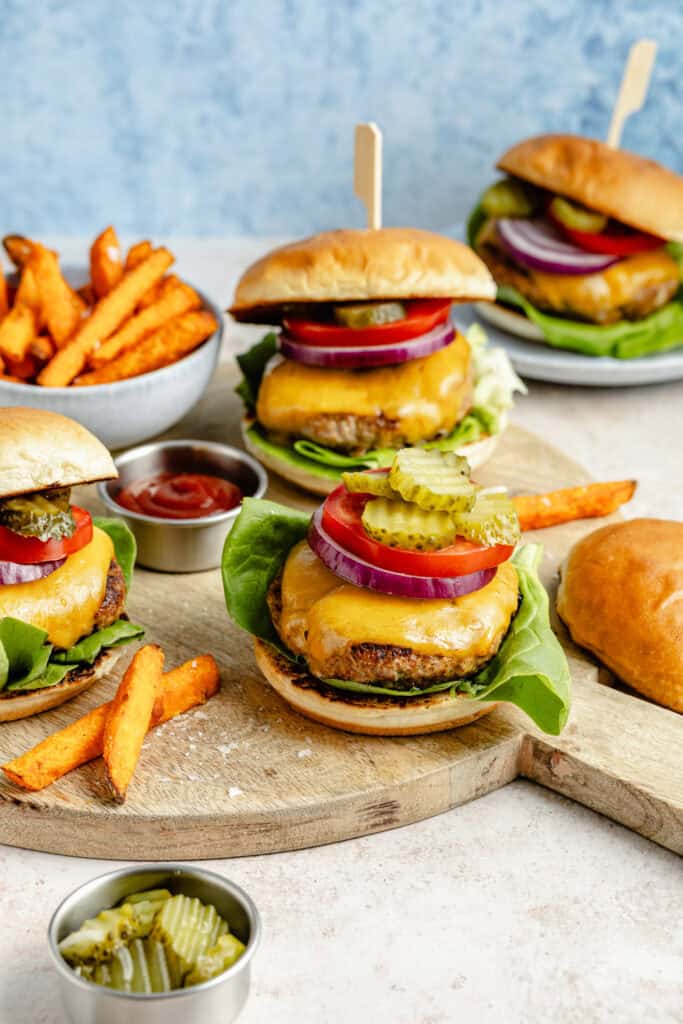 turkey burgers on platter