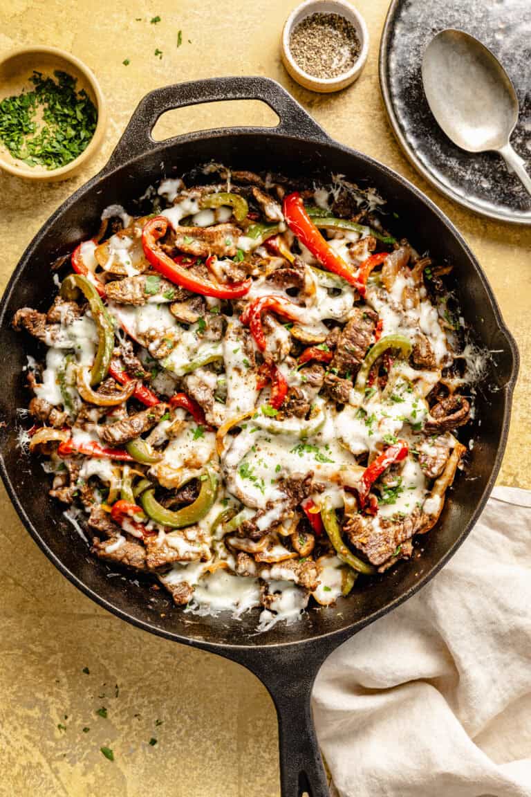 cheesesteak skillet in pan