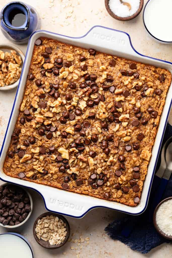 baked oatmeal in baking dish