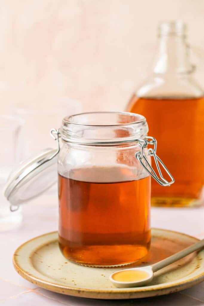simple syrup in jar