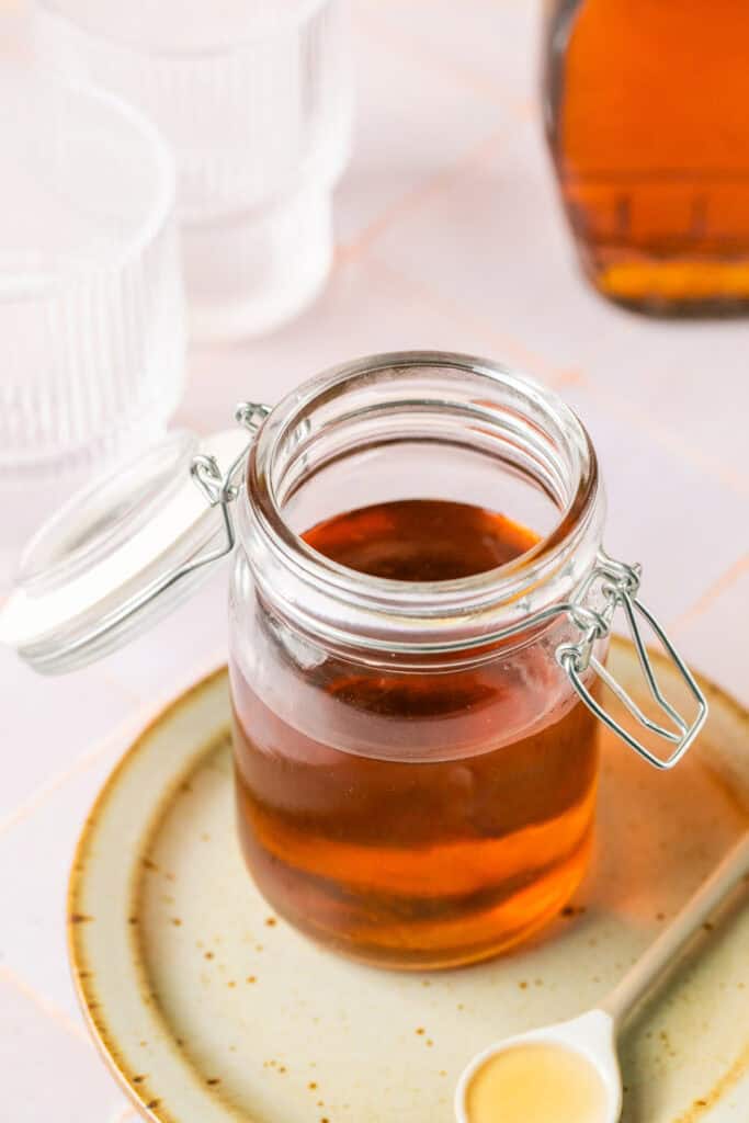 simple syrup in jar