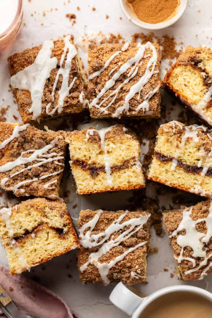 slices of greek yogurt coffee cake