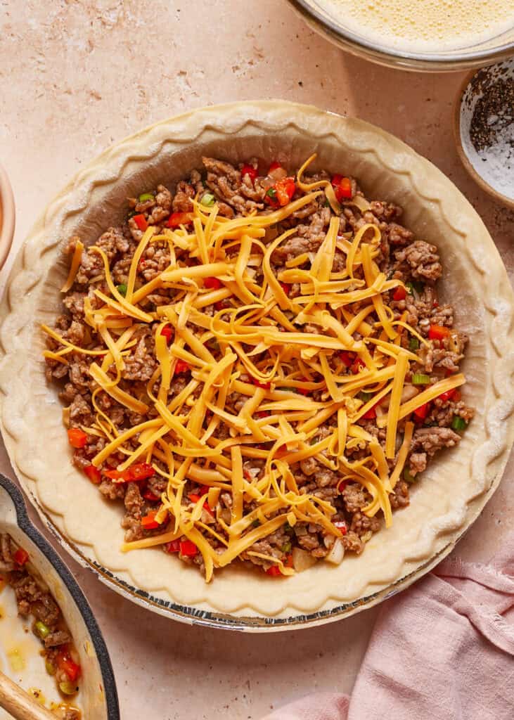 filling and cheese in pie crust