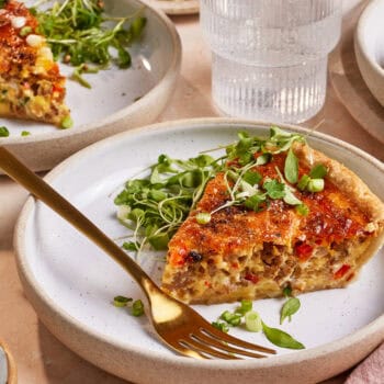 slice of quiche on plate