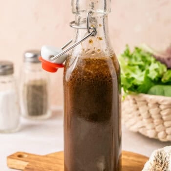 balsamic dressing in glass bottle