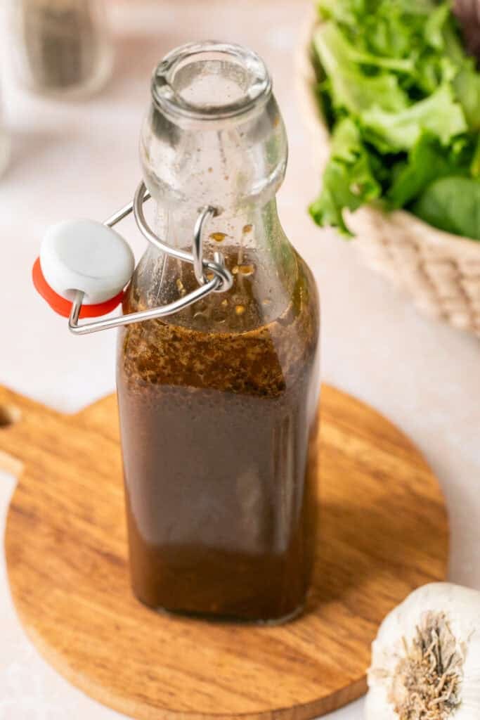 balsamic dressing in glass bottle