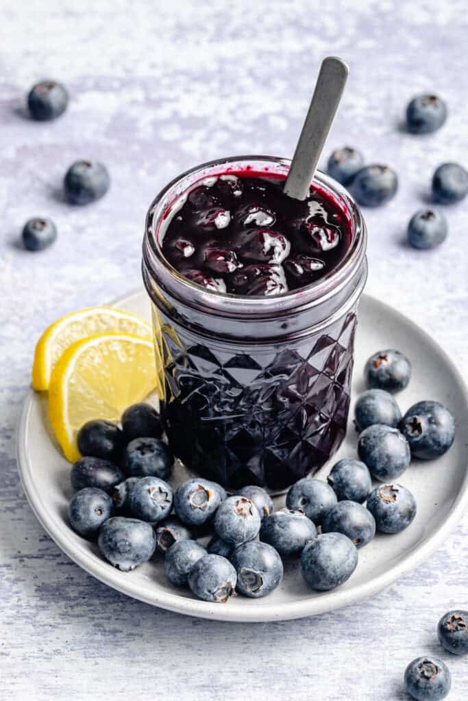 lemon blueberry jam on plate