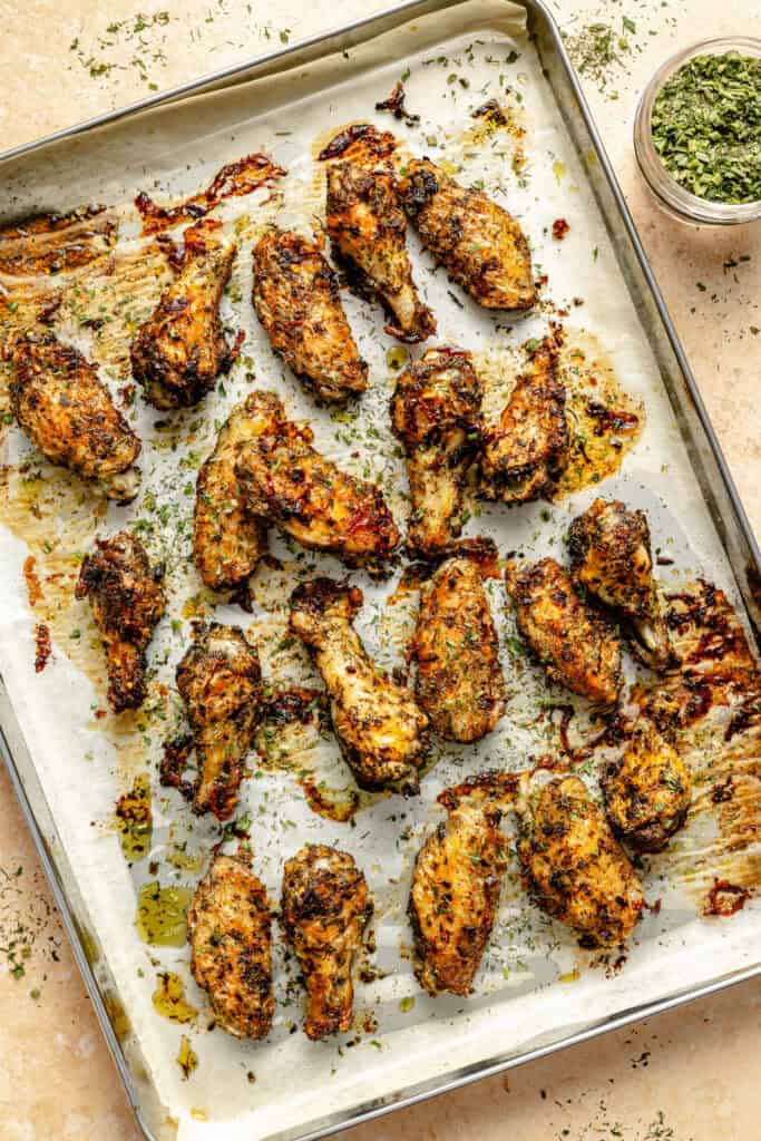 wings on baking sheet