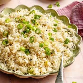garlic rice in serving bowl