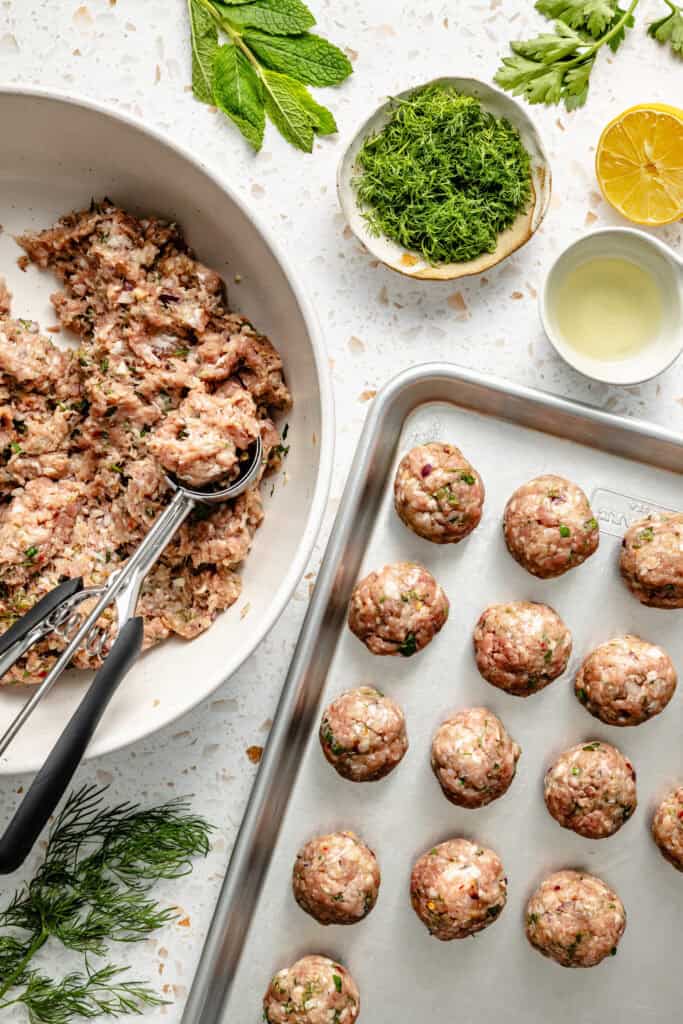 meatballs on sheet pan