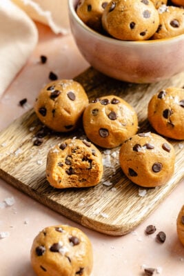 cookie dough bites on serving board