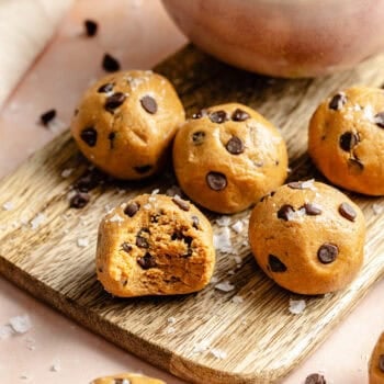 cookie dough bites on serving board
