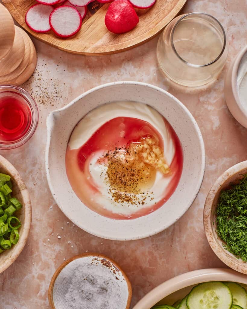 cucumber radish salad dressing ingredients