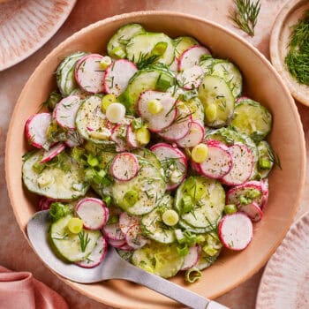 cucumber radish salad in bowl
